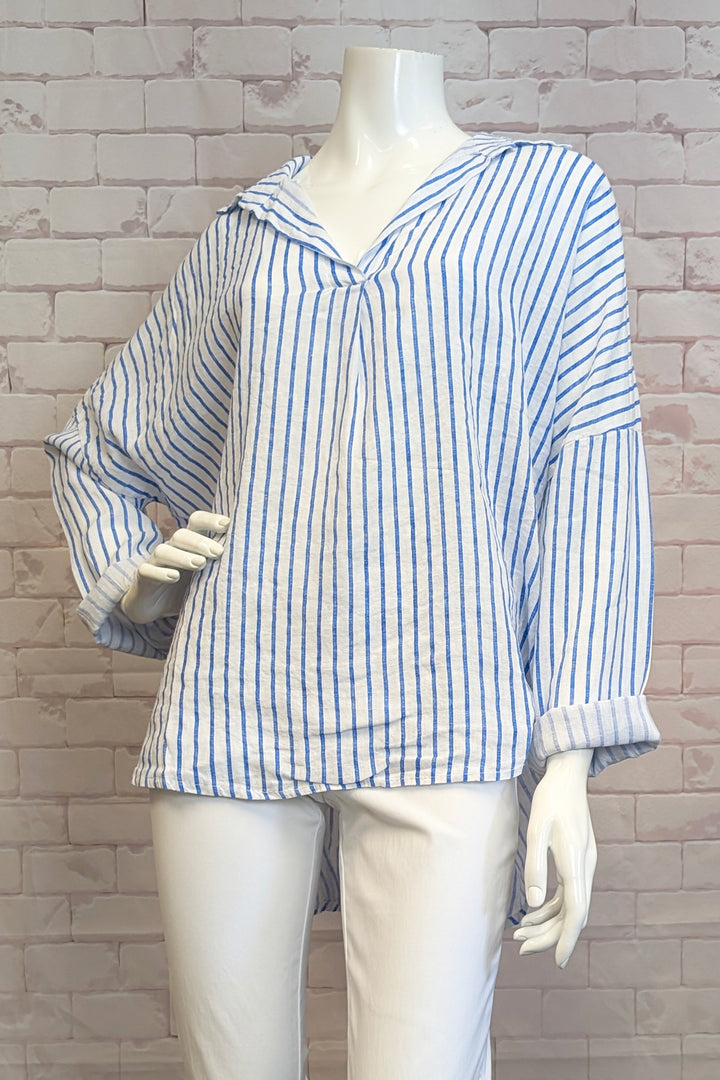 STRIPE POPOVER BLOUSE