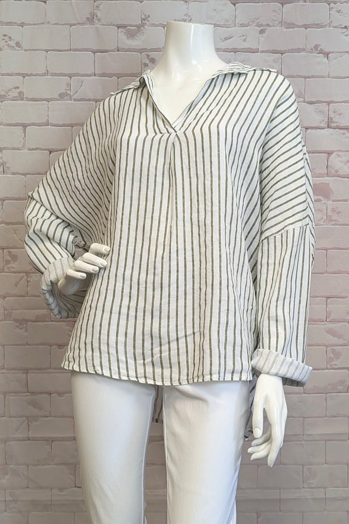 STRIPE POPOVER BLOUSE