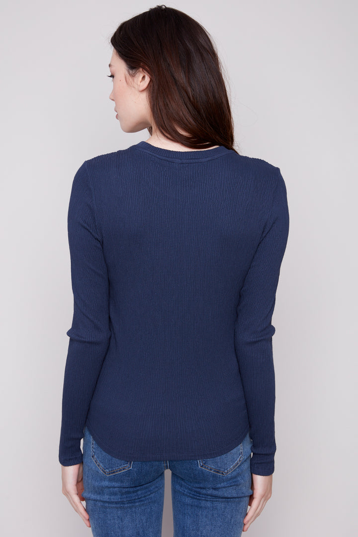 TEXTURED LS KNOT FRONT TOP