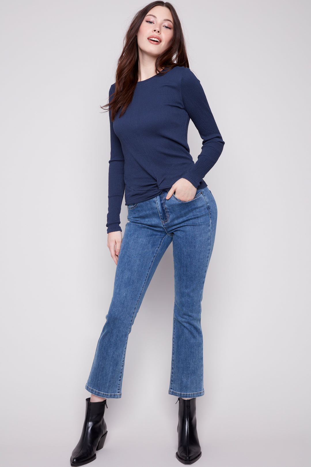 TEXTURED LS KNOT FRONT TOP