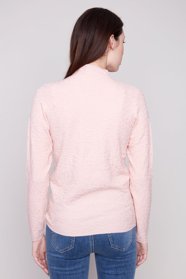 TEXTURED LS MOCK NECK TOP