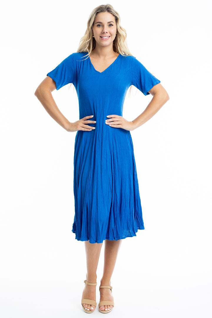 TONAL DOT SS GODET DRESS