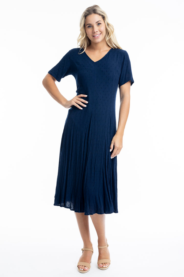 TONAL DOT SS GODET DRESS