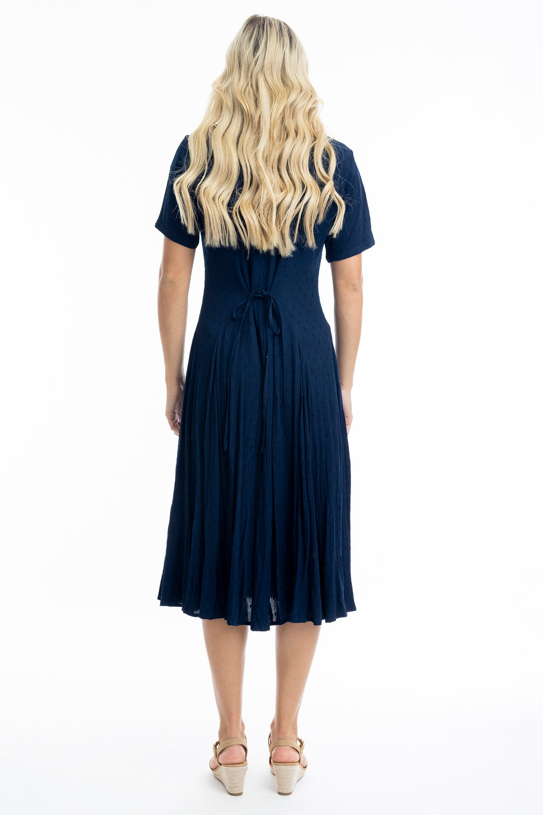 TONAL DOT SS GODET DRESS