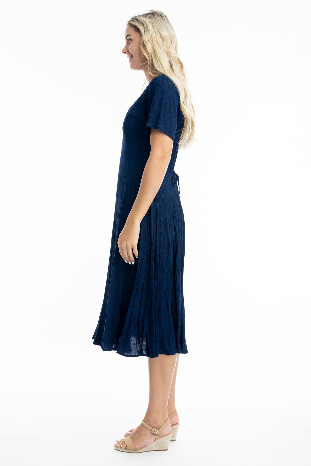 TONAL DOT SS GODET DRESS
