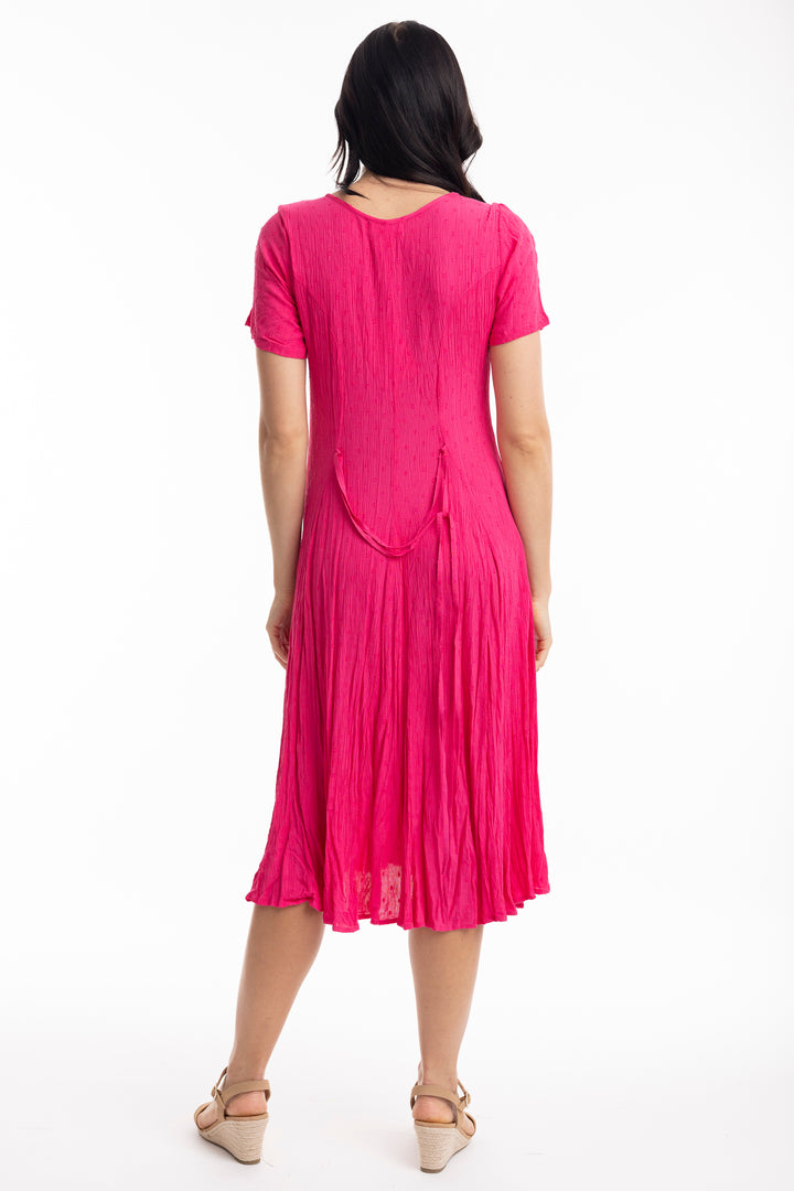 TONAL DOT SS GODET DRESS