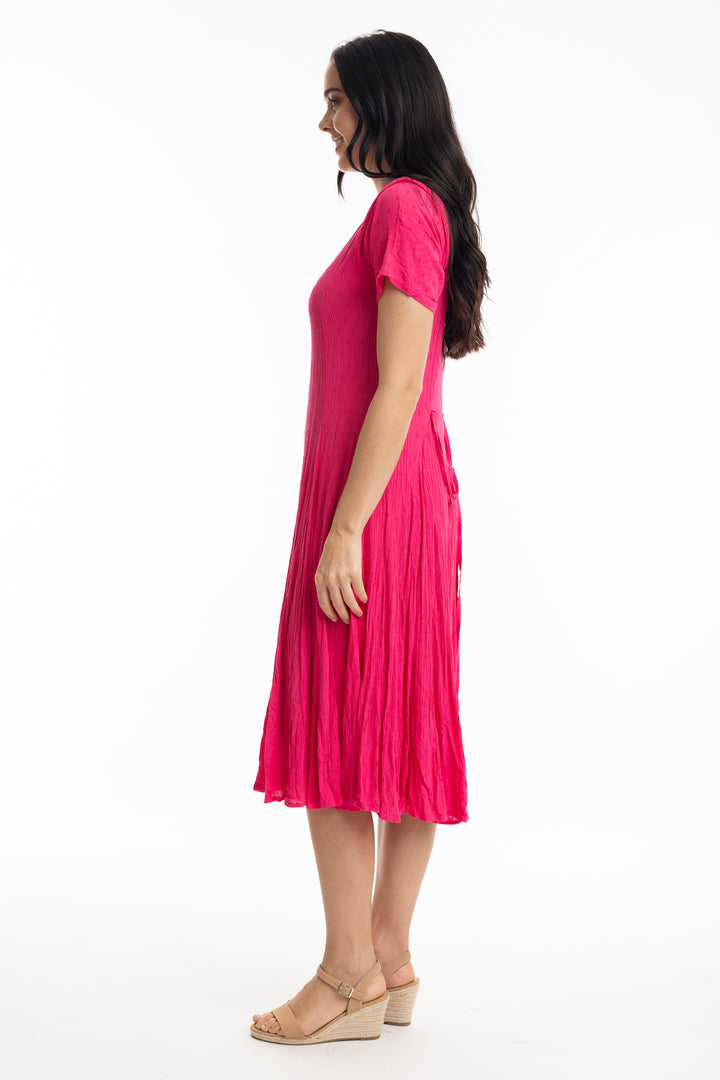 TONAL DOT SS GODET DRESS