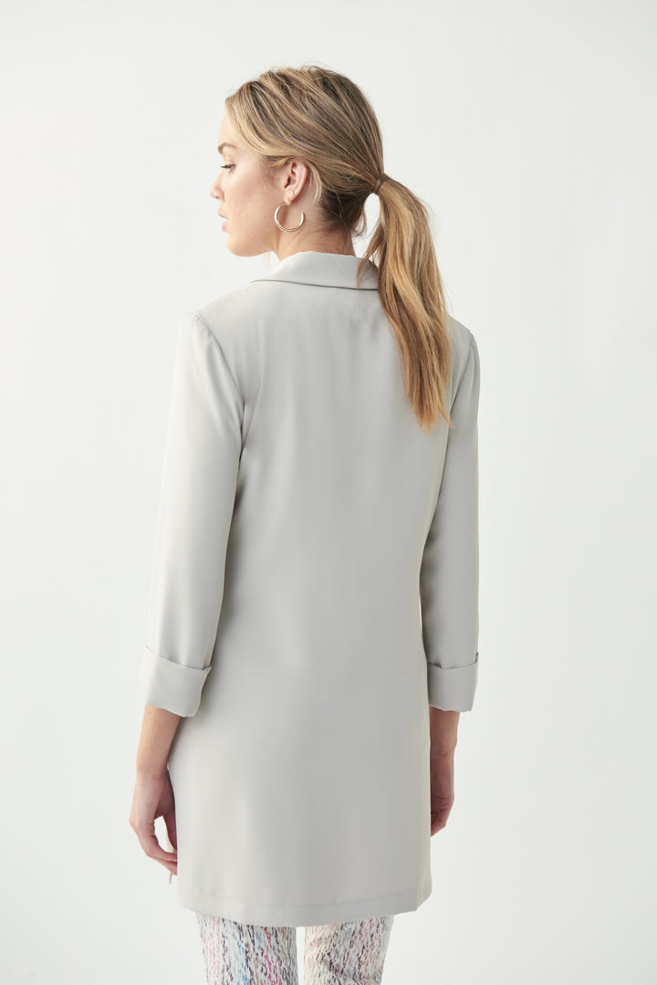 Joseph Ribkoff Fall 2023 women's business casual open front long basic blazer - moonstone back