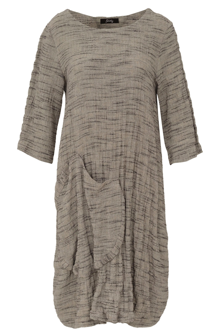 Ever Sassy Spring 2023 women's casual relaxed fitting loose cotton and linen dress - front