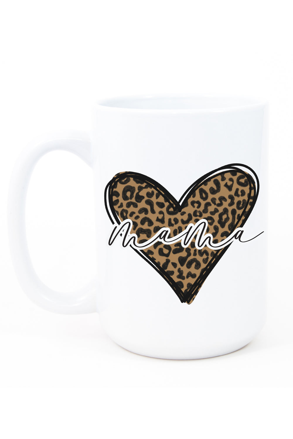 Mimi and Bear Designs 15oz ceramic graphic mug - Mama Leopard
